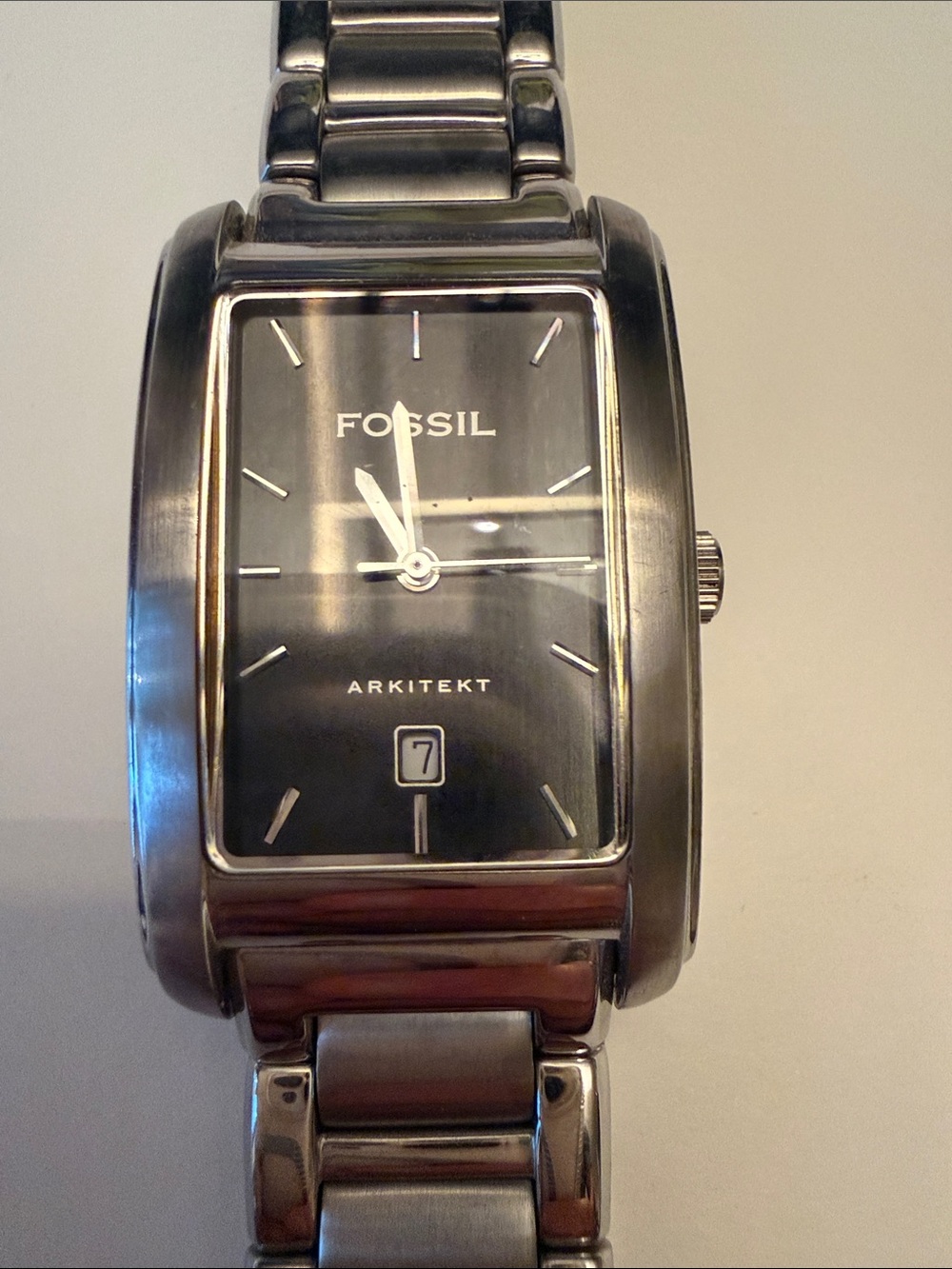 Fossil Men's Silver Rectangular Metal Bracelet Watch - Picture 2 of 5